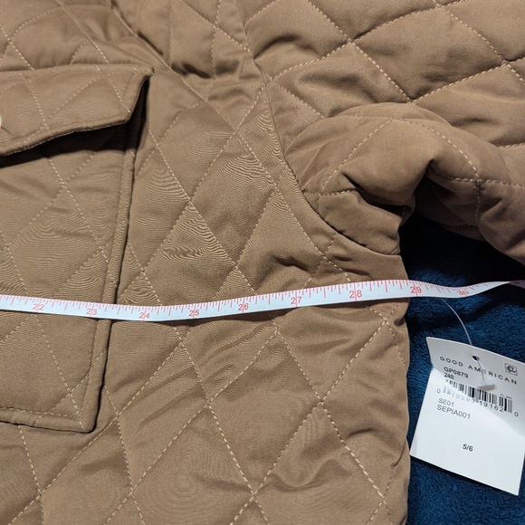 NWT Good American Quilted Sherpa Button Shacket Jacket Brown 🤎 5/6 XXL/3XL - Picture 10 of 10
